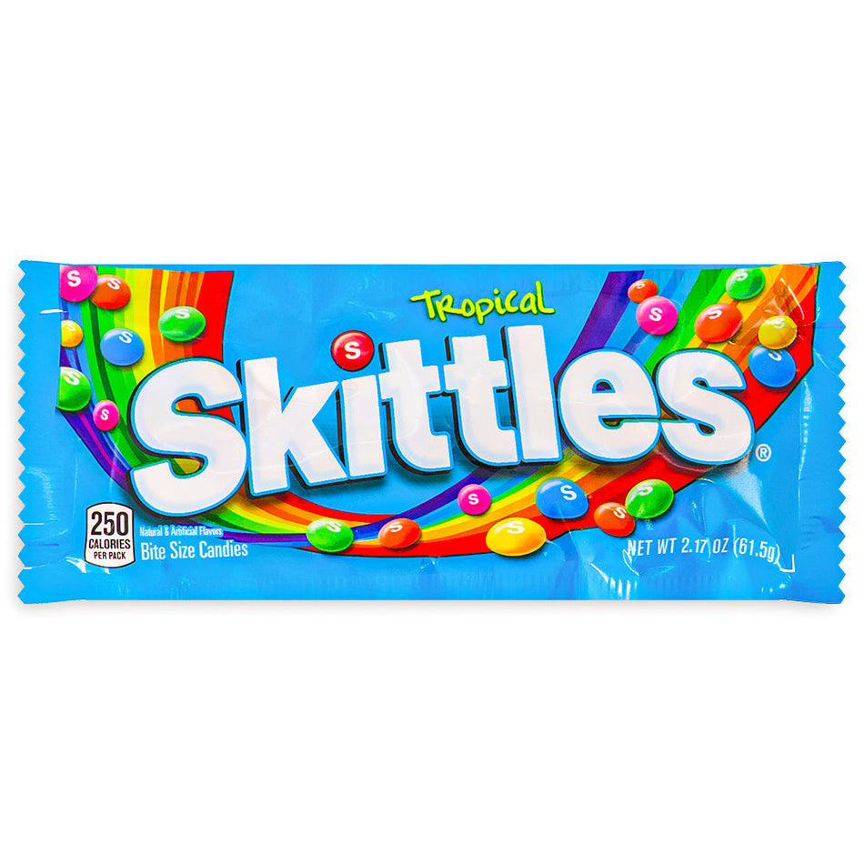 Skittles Tropical Candies 61.5g Front, Skittles, skittles candy, original skittles, skittles tropical, tropical skittles, tropical candy