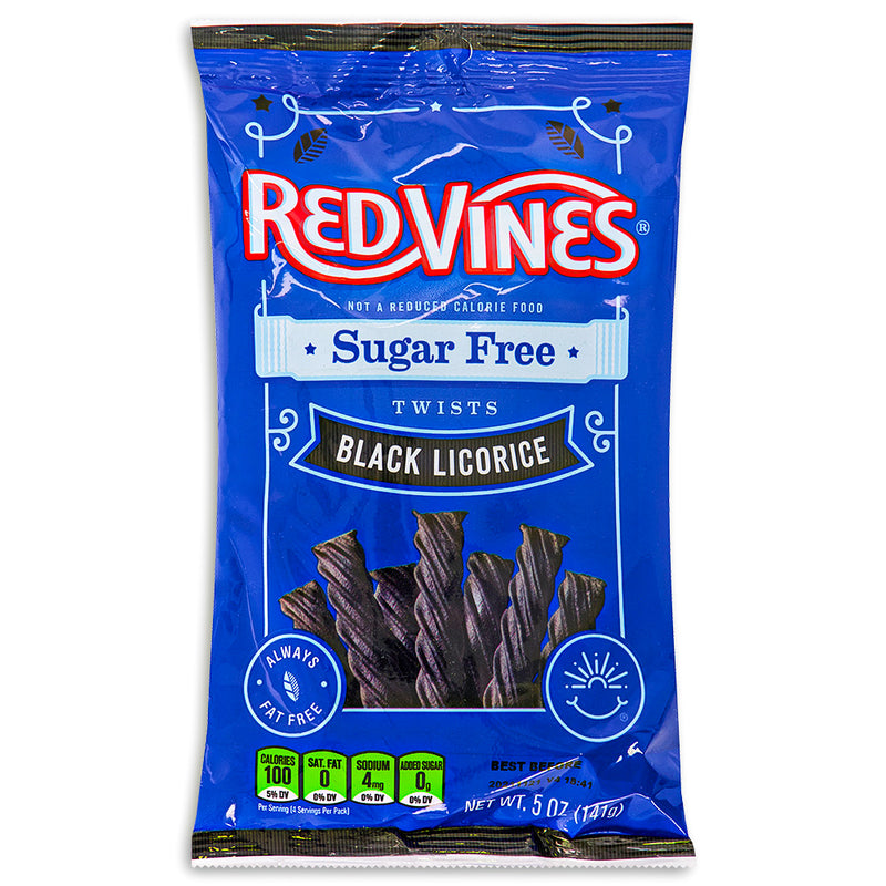 Red Vines Black Licorice Sugar Free 141g Front, red vines, red vines black licorice, sugar free black licorice, sugar free licorice, sugar free candy