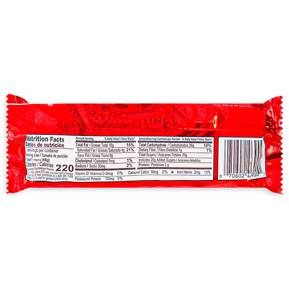 Rocky Road Candy Bar - Back Nutritional Facts - Ingredients