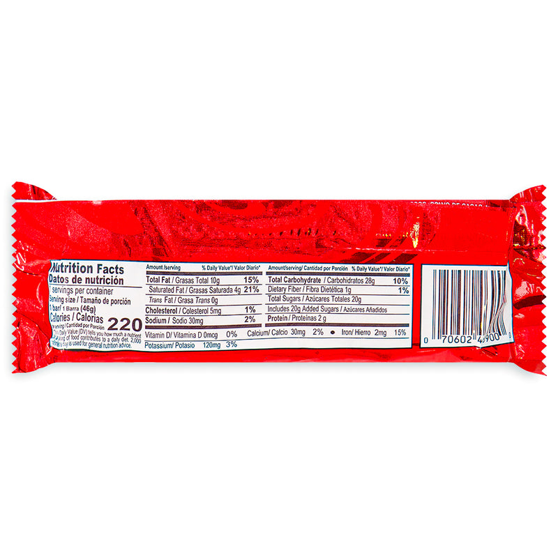 Rocky Road Candy Bar - Back Nutritional Facts - Ingredients