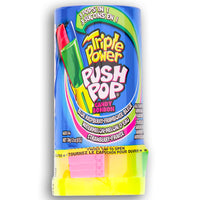 Triple Power Push Pop 1.2 oz. Front, push pops, push pops candy, push pop, push pop candy, 90s candy, nostalgic candy, retro candy, triple power push pop, triple power push pop candy