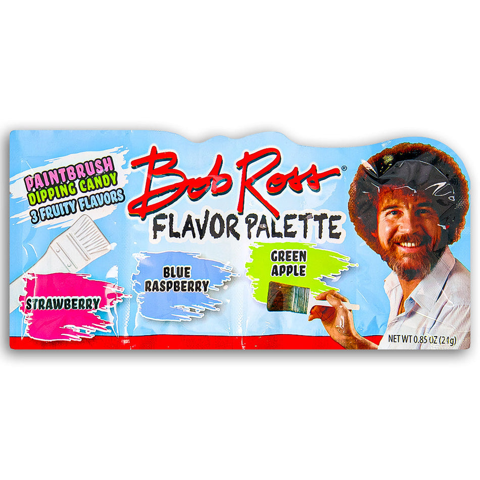 Bob Ross Flavor Palette Paint Brush Dipping Candy, bob ross, bob ross candy, bob ross flavor palette, green apple candy, strawberry candy, blue raspberry candy