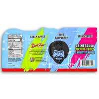 Bob Ross Flavor Palette Paint Brush Dipping Candy Nutrition Facts Ingredients, bob ross, bob ross candy, bob ross flavor palette, green apple candy, strawberry candy, blue raspberry candy