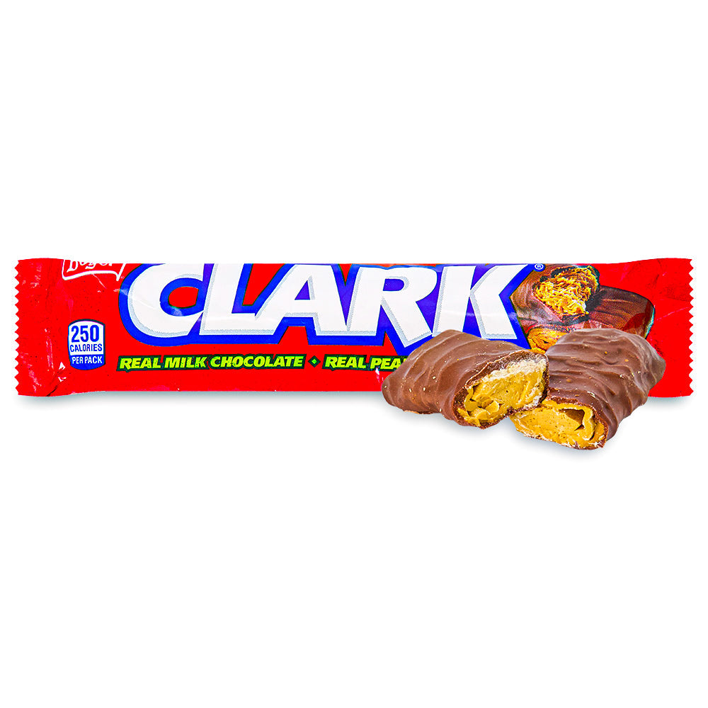 Clark Bar 2oz Open, clark bar, clark chocolate bar, peanut butter chocolate bar, retro candy
