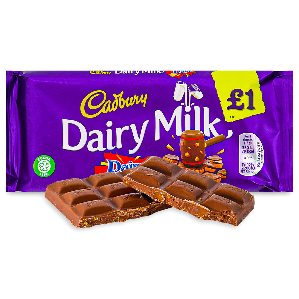 Cadbury Dairy Milk Daim UK Opened, Cadbury Chocolate, Cadbury Milk Chocolate, Daim Chocolate