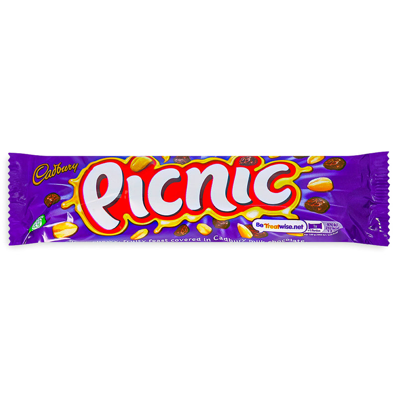 Cadbury Picnic UK 48g Front, Cadbury, Cadbury Chocolate, UK Candy, UK Chocolate, Cadbury Picnic, Picnic Chocolate, Picnic Candy