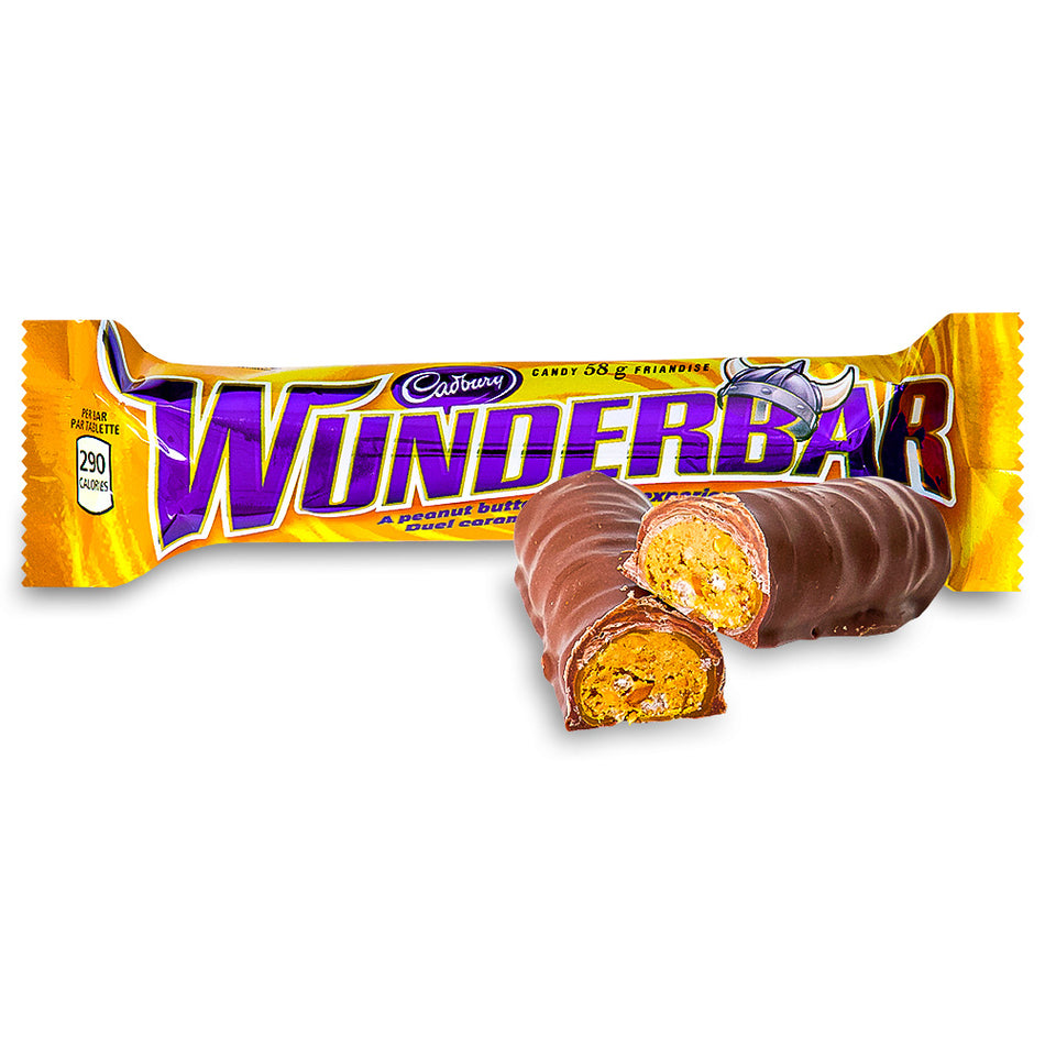 Cadbury Wunderbar 58g  - Cadbury Wunderbar Canada  - Canadian Chocolate Bars - Opened, Cadbury, Cadbury Chocolate, Canadian Candy, Canadian Chocolate, Cadbury Wunderbar, Wunderbar Chocolate, Wunderbar Candy 