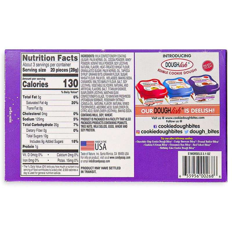 S'moresels Theatre Pack Chocolate Back -Movie Theater Candy - Nutritional Facts - Ingredients