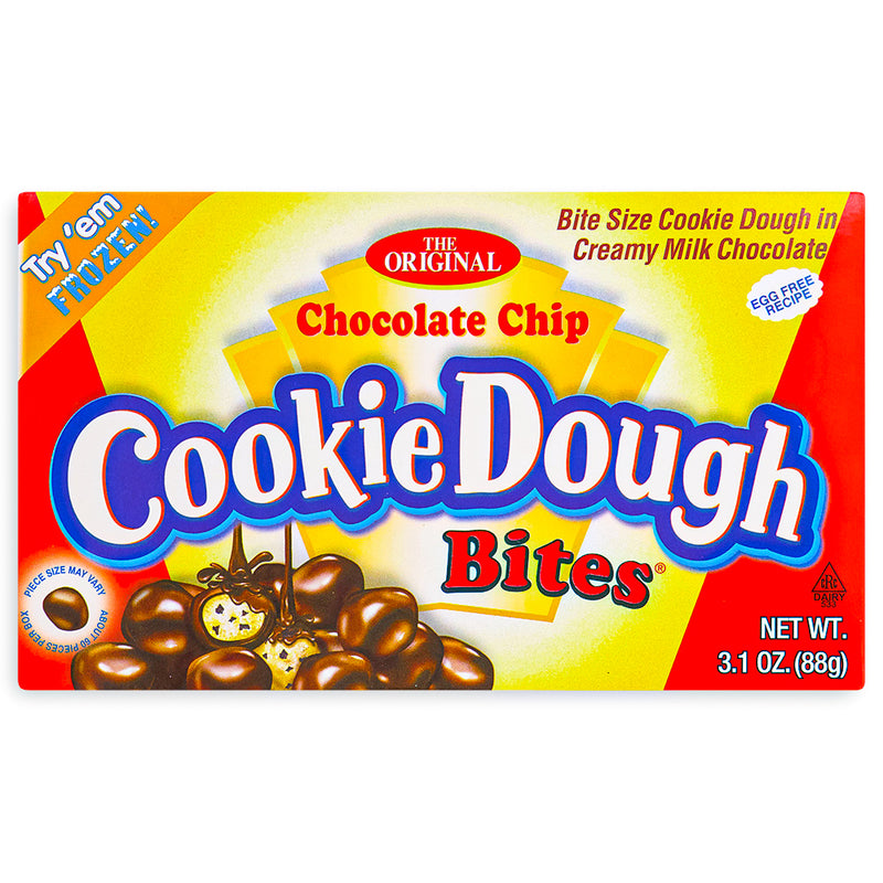 The Original Chocolate Chip Cookie Dough Bites 3.1oz Front, Cookie dough bites, cookie dough candy, chocolate chip cookie dough bites, the original chocolate chip cookie dough bites 