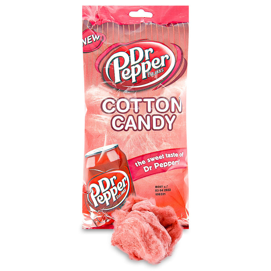 Dr Pepper Cotton Candy 3.1 oz. Open, Dr Pepper Cotton Candy, Soda-inspired treats, Flavor explosion, Carnival of taste, Sweet cravings, Fizzy twist, Iconic soda flavor, Melt-in-your-mouth, Whimsical creation, Fun snacks, Candy Funhouse delights, Sweet tooth satisfaction, Unique candy, Fluffy goodness