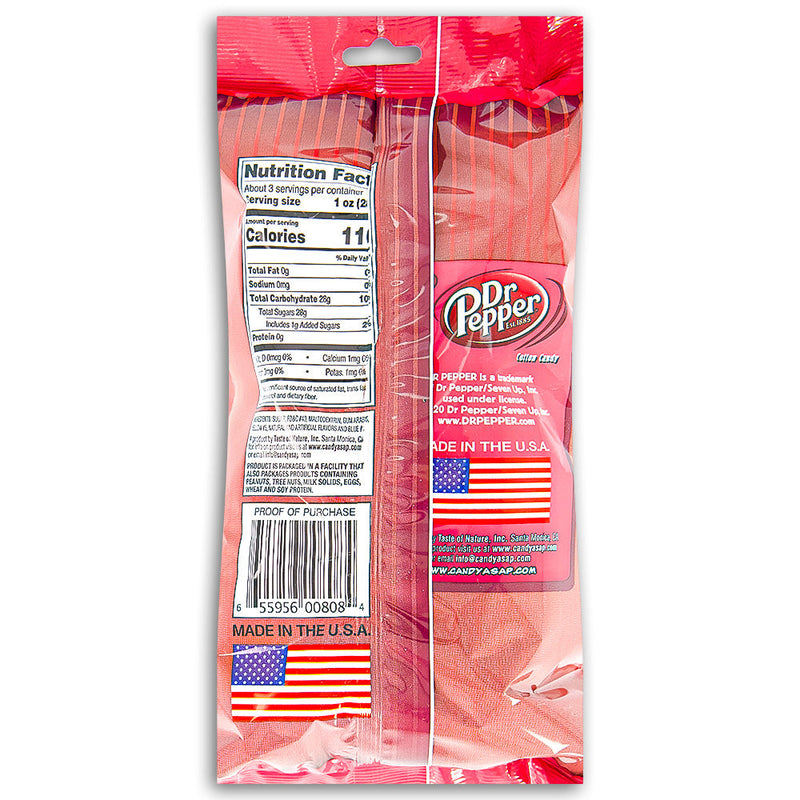 Dr Pepper Cotton Candy 3.1 oz. back, Dr Pepper Cotton Candy, Soda-inspired treats, Flavor explosion, Carnival of taste, Sweet cravings, Fizzy twist, Iconic soda flavor, Melt-in-your-mouth, Whimsical creation, Fun snacks, Candy Funhouse delights, Sweet tooth satisfaction, Unique candy, Fluffy goodness