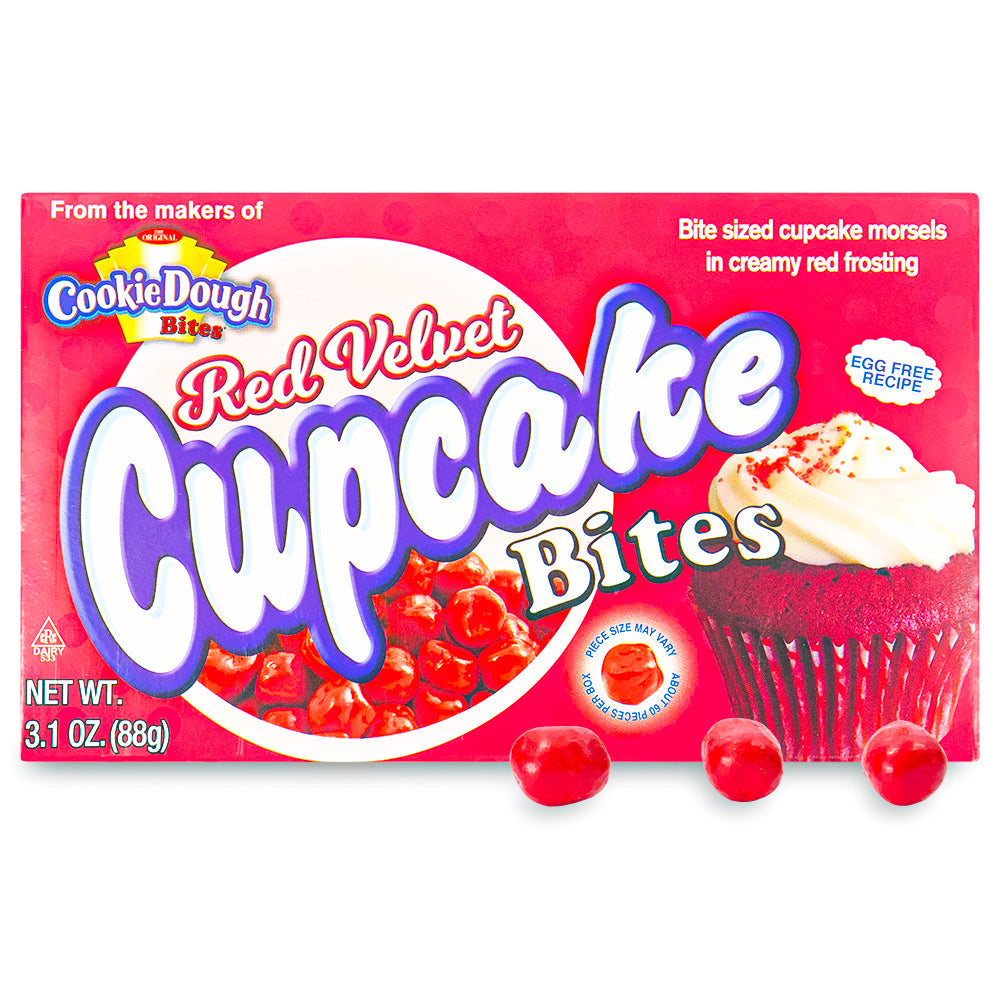 Red Velvet Cupcake Bites Theatre Pack Open, cookie dough bites, red velvet, red velvet cupcake