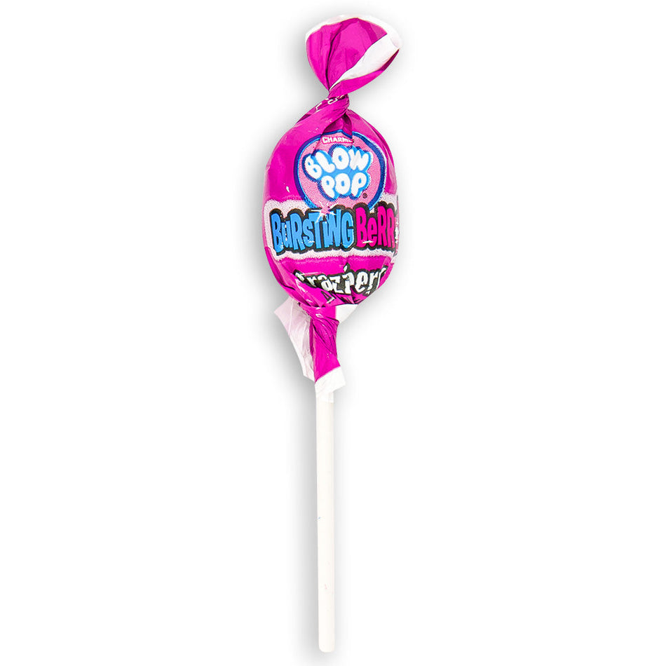 Charms Blow Pop Bursting Berry Front, charms lollipop, charms pop, bubble gum lollipop, berry candy, berry lollipop, retro candy, nostalgic candy