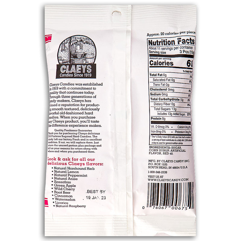 Claeys Cinnamon Old Fashioned Hard Candies Back, Hard Candies, Claeys Hard Candies, Cinnamon Hard Candy, Cinnamon Candy