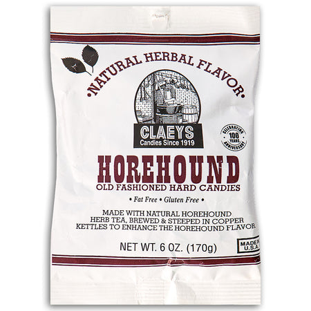 Claeys Horehound Old Fashioned Hard Candies Front, Hard Candies, Claeys Hard Candies, Horehound Hard Candy, Horehound Candy