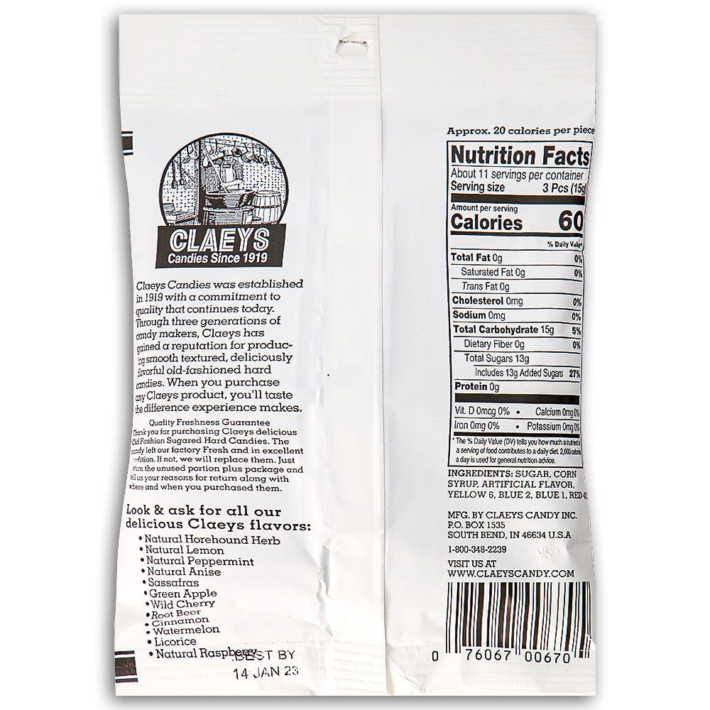 Claeys Licorice Old Fashioned Hard Candies Back, Hard Candies, Claeys Hard Candies, Licorice Hard Candy, Licorice Candy