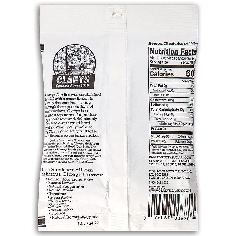 Claeys Licorice Old Fashioned Hard Candies Back, Hard Candies, Claeys Hard Candies, Licorice Hard Candy, Licorice Candy