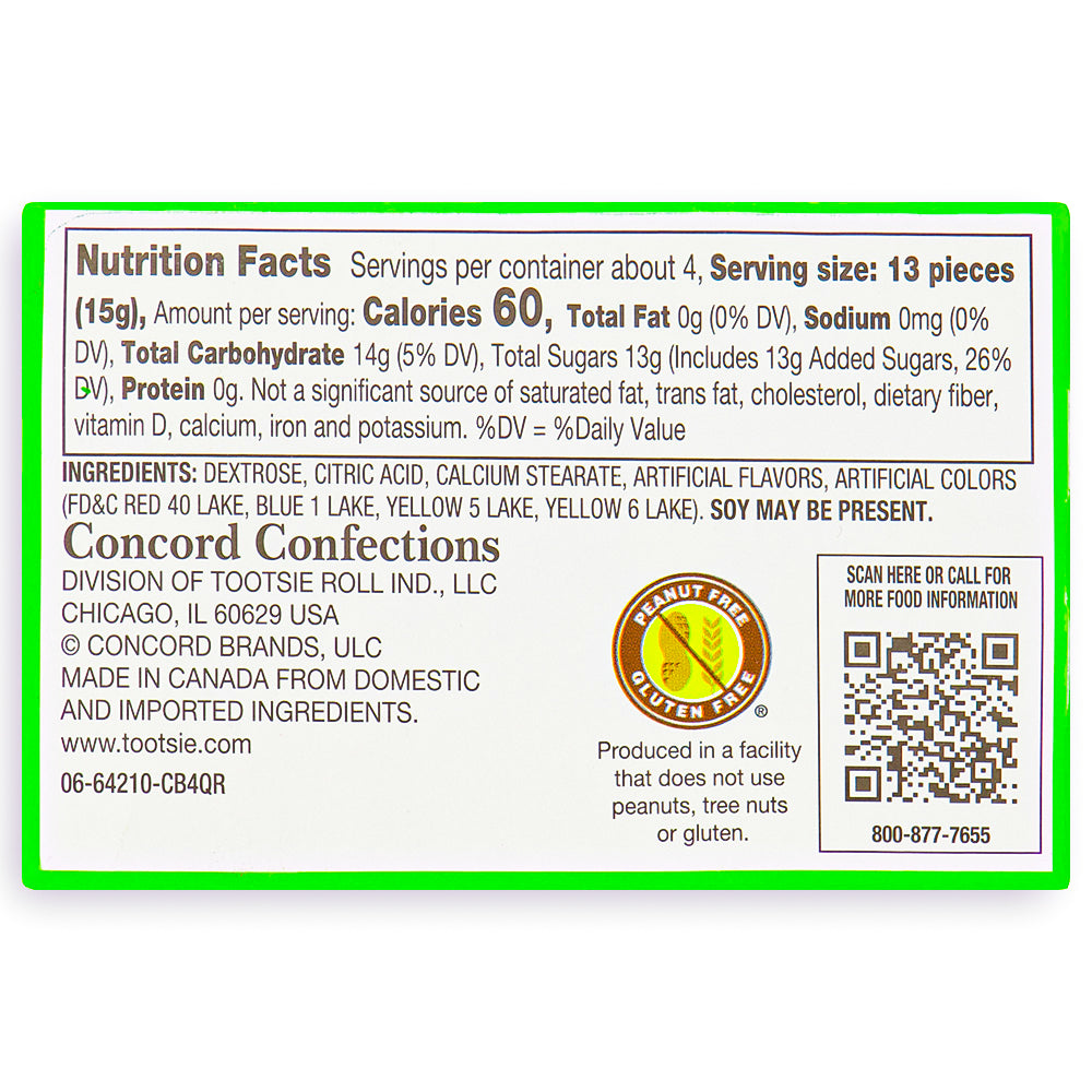 Cry Baby Tears Sour Candy 56g Back - Sour Candies - Nutritional Facts - Ingredients