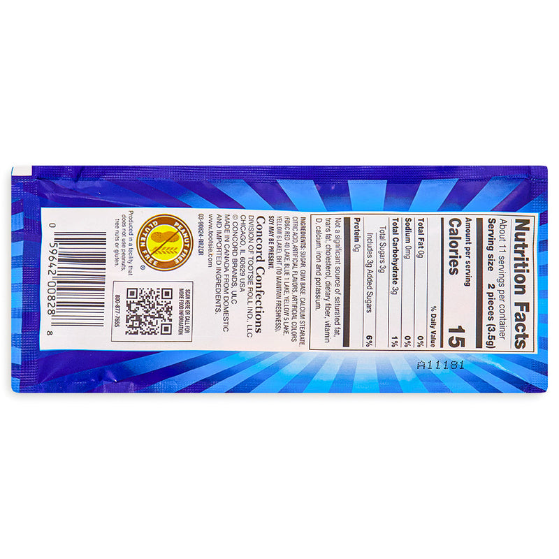 Razzles Candy 1.4 oz. Back Nutrition Facts, Razzles Candy, Candy adventure and delight, Burst of fruity goodness, razzles, razzles candy
