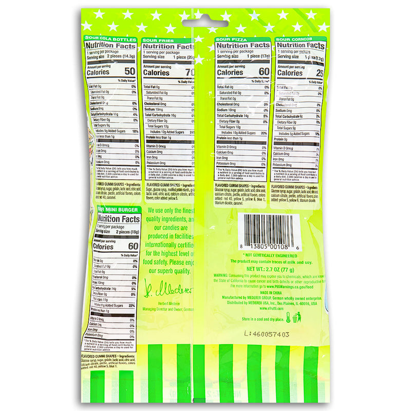 eFrutti Sour Lunch Bag Back Nutrition Facts, eFrutti Sour Lunch Bag, Symphony of sour delights, Tangy excitement, sour sensation, Assortment of gummy treats, Perfect balance of sweetness and sourness, Sour candy aficionado, sour cravings, efrutti, efrutti gummy, efrutti gummies