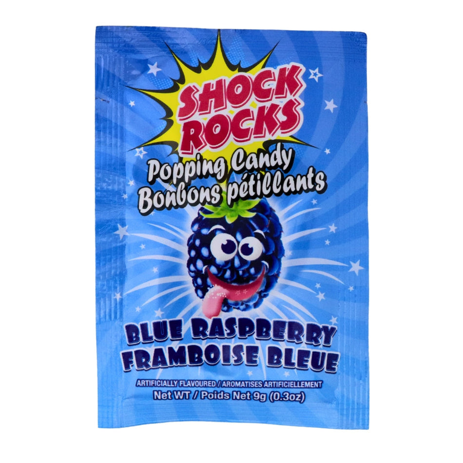 Shock Rocks Popping Candy Blue Raspberry 9g, Shock Rocks Popping Candy Blue Raspberry, Berrylicious pop party, Fizzy, zesty, exploding with fun, Tiny crystals burst with vibrant blue raspberry flavor, Fizzy sensation, tingling taste buds, Flavor fireworks show, shock rocks, popping candy, blue raspberry candy