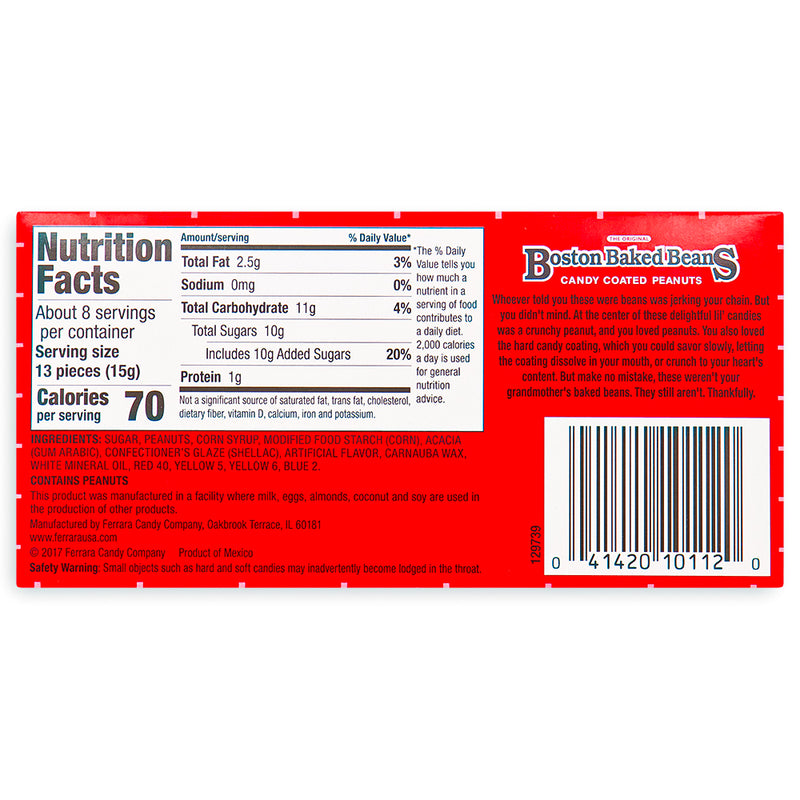 Boston Baked Beans Candy Theater Pack Back, boston baked beans candy, red candy, peanut candy, baked beans candy