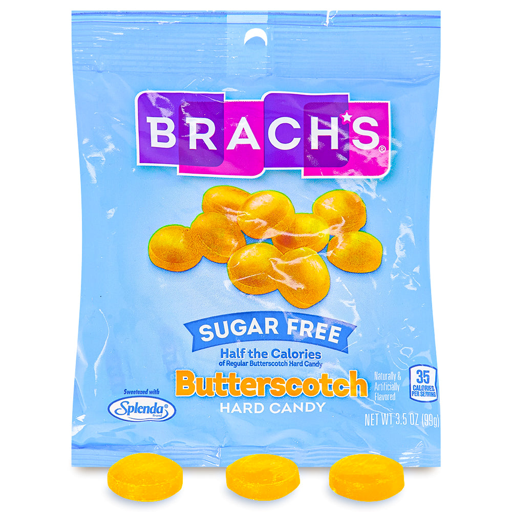 Brach's Sugar Free Butterscotch Opened, Brachs sugar free hard candy, sugar free hard candy, butterscotch hard candy, sugar free butterscotch hard candy