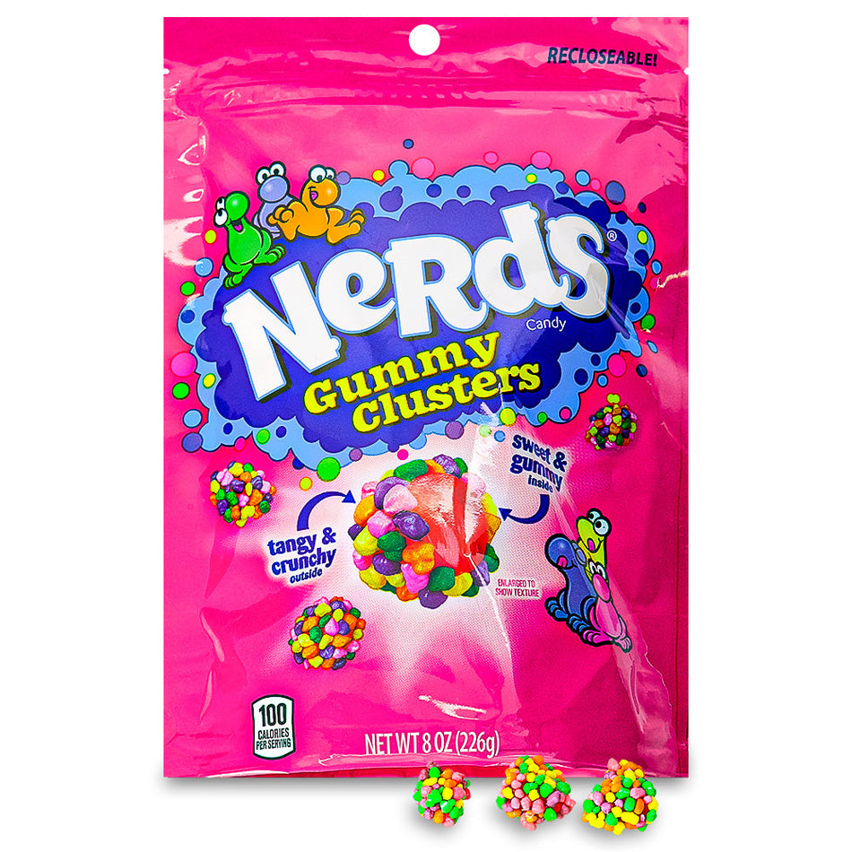 Nerds Gummy Clusters 8oz Open, Nerds Gummy Clusters, candy mashup, gummies, Nerds candies, chewy, snacking, flavor fiesta, jokes, giggles, sweet tooth, candy revolution