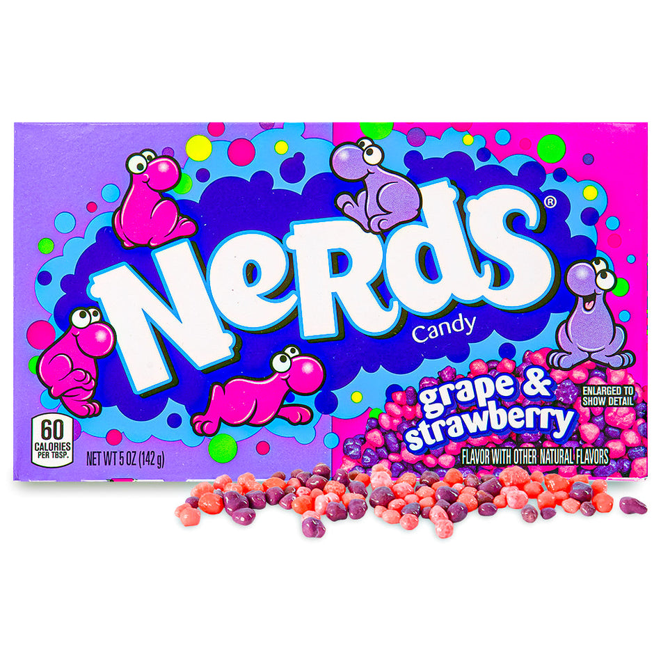 Nerds Candy Strawberry & Grape Theater Pack 5oz Open, Nerds, nerds candy, strawberry candy, grape candy