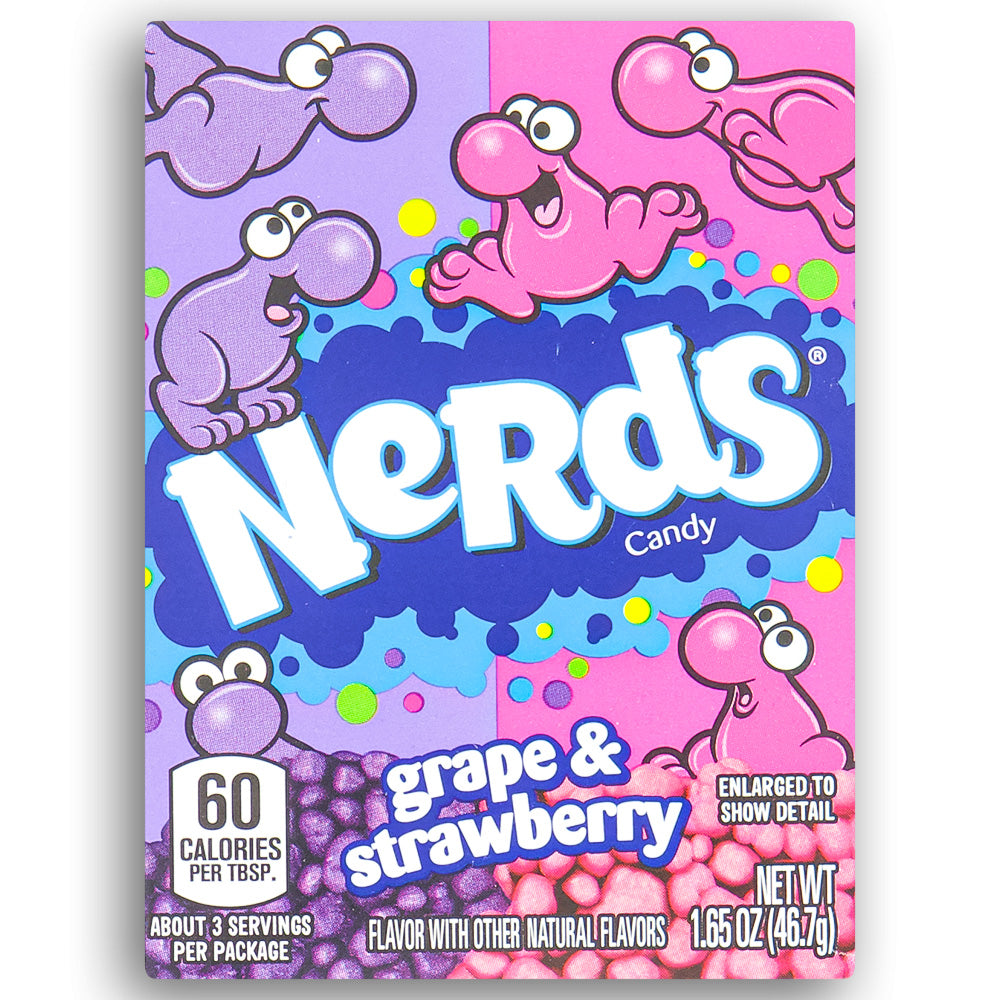 Nerds Candy Grape & Strawberry 1.65 oz Front - Wonka Candy - 1980s Candy