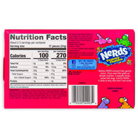 Nerds Gummy Clusters Theater Box 3oz Back, gummy clusters, nerds gummy clusters, gummy candy, hard candy, nerds candy, sweet candy, sweet and hard candy