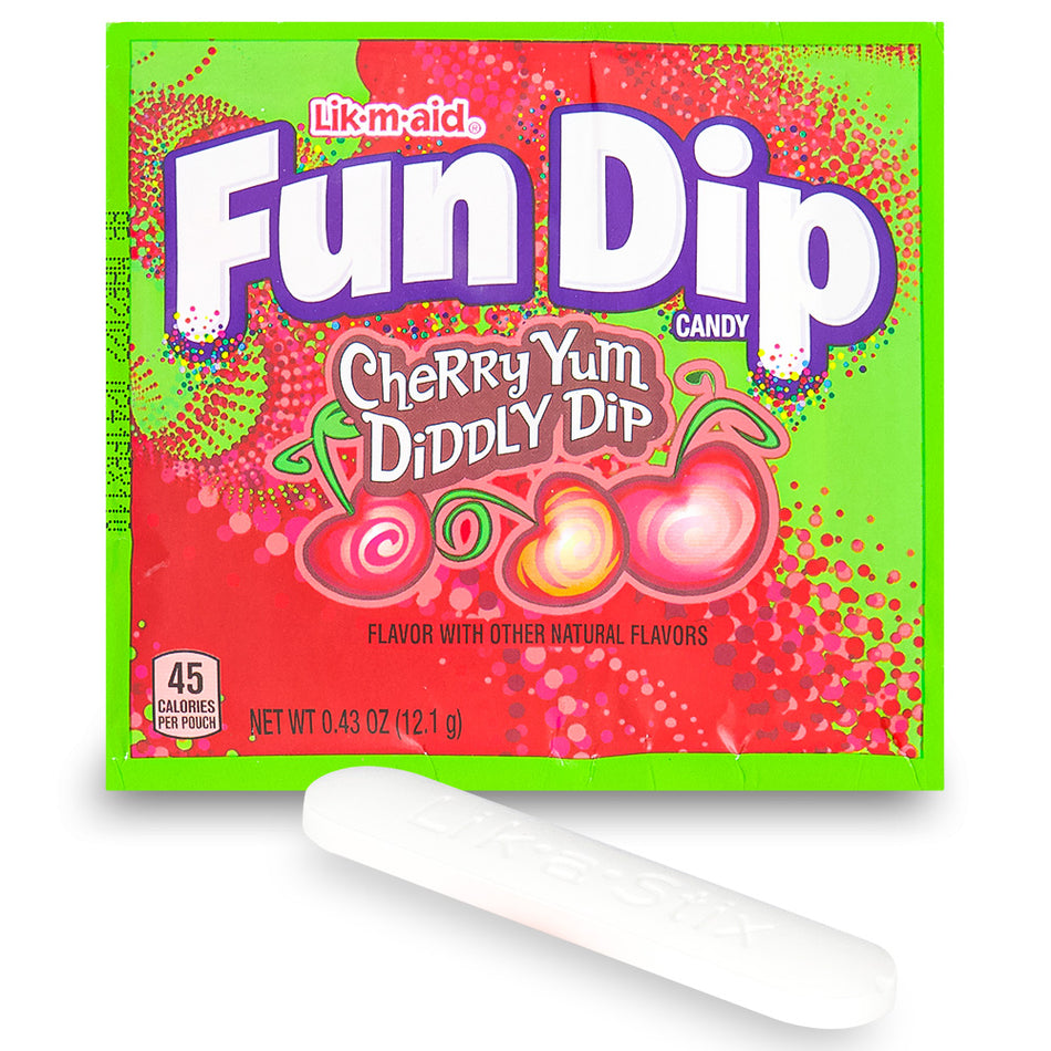 Lik-M-Aid Fun Dip Candy .43 oz Stick, Fun Dip, Fun Dip Candy, Lik-M-Aid Fun Dip Candy, Cherry Candy, Green Apple Candy, Blueberry Candy