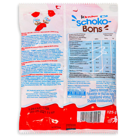 Kinder Schoko Bons - 125g Nutrition Facts Ingredients, Kinder Schoko Bons, Kinder chocolate, creamy milk chocolate, hazelnut surprise, candy lover, flavor explorer, pocket-sized indulgence, scrumptious adventure