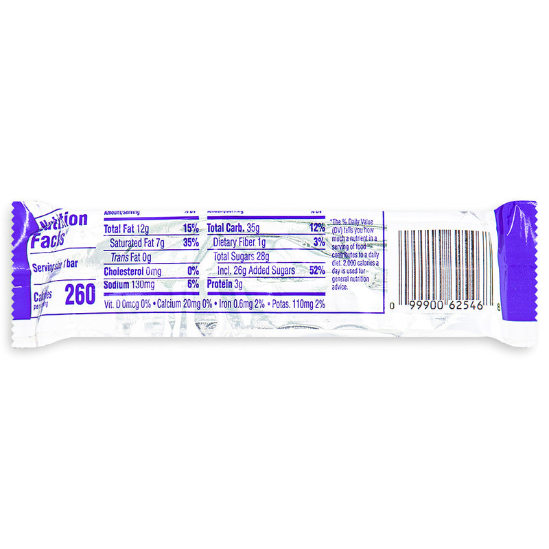 Baby Ruth Candy Bar - Chocolate Bar - back - Nutritional Facts - Ingredients