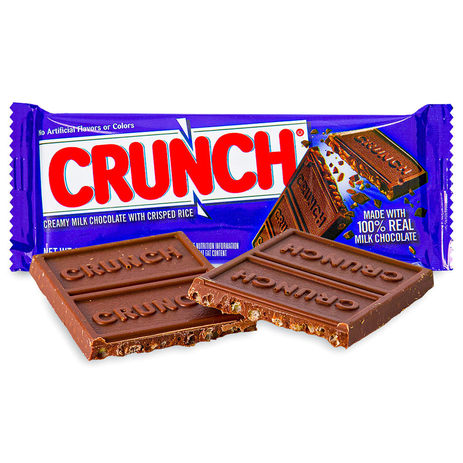 Crunch Bar 1.55 oz. Open, Crunch Bar, Taste sensation for chocolate enthusiasts, Crispy, creamy, and chocolatey goodness, crispy rice, velvety milk chocolate, Candy heaven in every bite, Movie night, midday snack, or treat-on-the-go, crunch chocolate bar