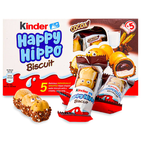 Kinder Happy Hippo Cocoa Cream Biscuits 5 PACK 103.5g Opened, Kinder Chocolate, Creamy Kinder, Kinder Hippos, Kinder, Best Kinder Chocolate