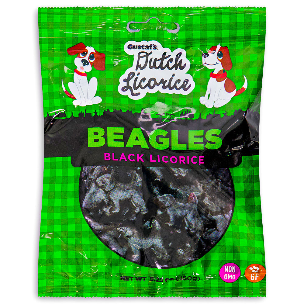 Gustaf's Dutch Licorice Beagles Candy -150 g, Gustaf's Dutch Licorice Beagles Candy, candy aficionado, licorice lover, tasty adventure, flavor and fun, adorable beagle-shaped candies, licorice journey
