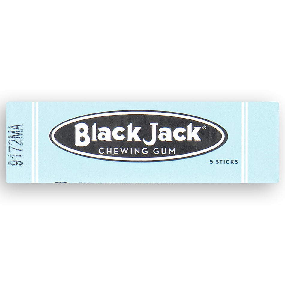 Black Jack Chewing Gum (5 Sticks) Front, retro candy, retro gum, black jam chewing gum, black jack gum, stick gum