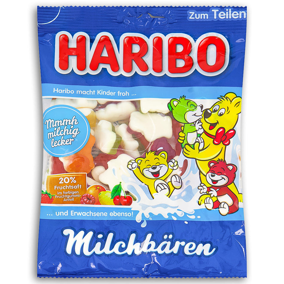 Haribo Milchbaren (Milk Bears), Haribo Milchbaren, Milk Bears, Creamy Gummies, Whimsical Treat, Playful Snacking, haribo, haribo gummy, haribo gummies, german candy, german gummies, gummy candy, gummies