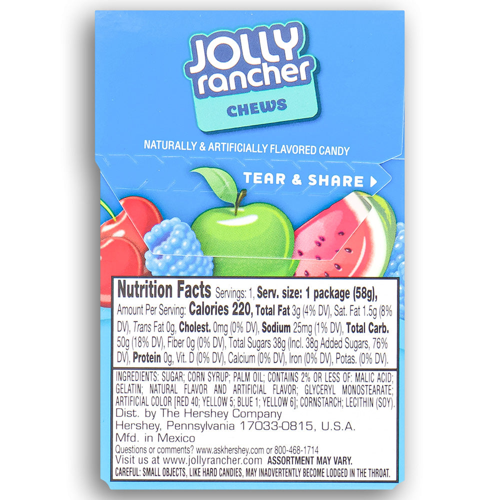 Jolly Rancher - Chews Original Flavors - 2.06 oz. - Nutrition Facts - Ingredients - Candy Funhouse