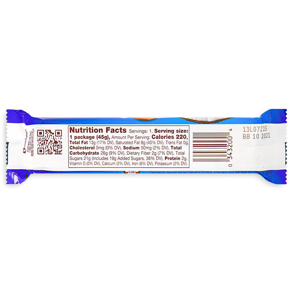 Almond Joy  - American Chocolate Bars -  Back - Nutritional Facts - Ingredients