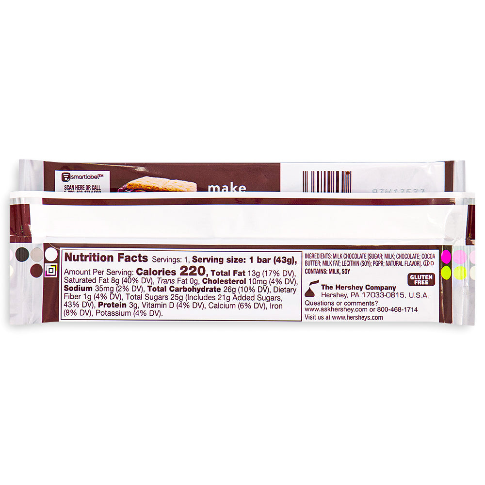 Hershey Chocolate Bar - American Chocolate Bars-1.55oz 1.55oz Back - Nutrition Facts - Ingredients