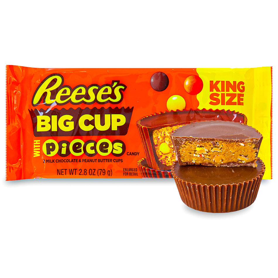 Reese's Stuffed with Pieces Big Cup King Size 2.8oz Opened, Reeses, reeses chocolate, reeses cups, reeses peanut butter cups, peanut butter cups, reese's big cups, reeses big cups, reeses pieces, reese's pieces