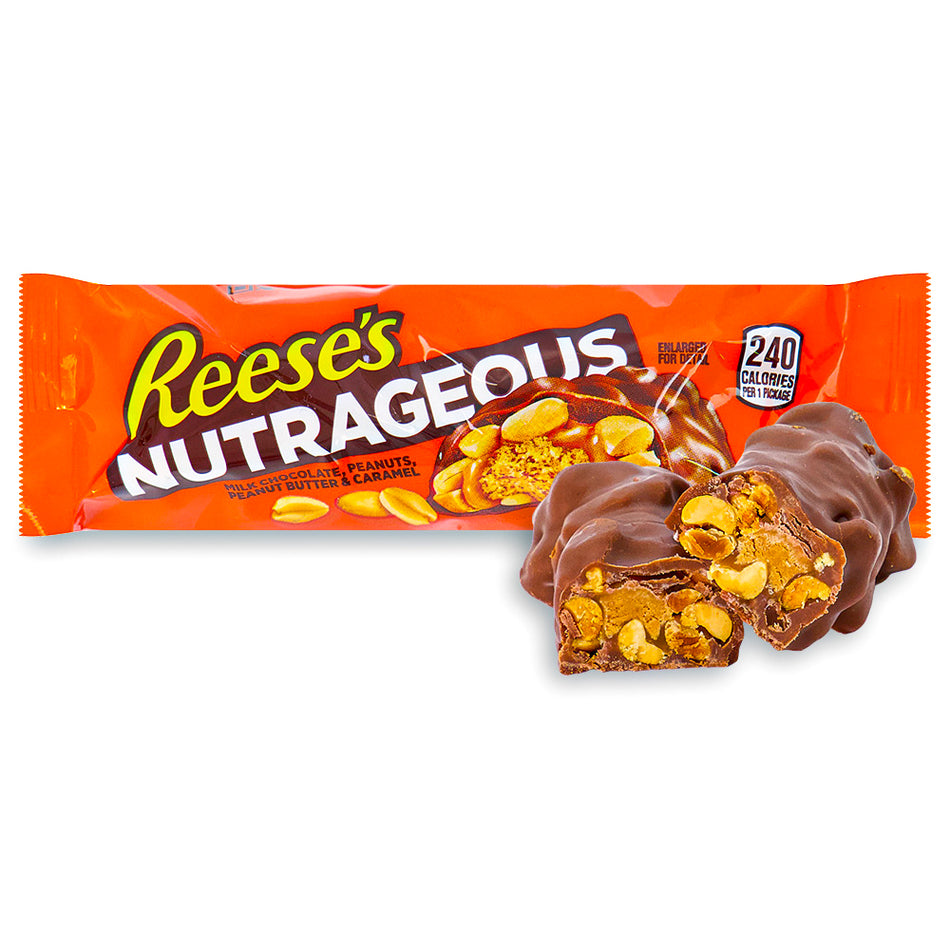 Reese's Nutrageous 41g Opened, Reeses, reeses chocolate, reeses cups, reeses peanut butter cups, peanut butter cups, reeses nutrageous