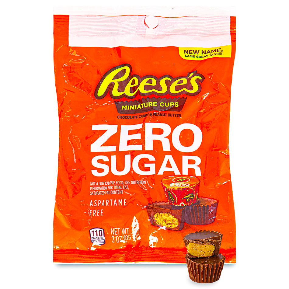 Reese's Sugar Free Peanut Butter Cups Miniatures Peg Bag 3oz Opened, Reeses, reeses chocolate, reeses cups, reeses peanut butter cups, peanut butter cups, sugar free chocolate, sugar free reeses, sugar free reeses peanut butter cups, reeses sugar free peanut butter cups