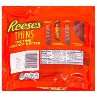 Reese's Thins Milk Chocolate 7.37oz Back Ingredients Nutrition Facts, Reese's Thins, Milk Chocolate, Creamy Peanut Butter, Bite-Sized, Snacking Heaven, Pocket-Sized, Thin-sperience, Delightful Morsels, Big Flavor, Reese's Happiness, reeses peanut butter cups, reeses chocolate, reeses cups, reeses peanut cups