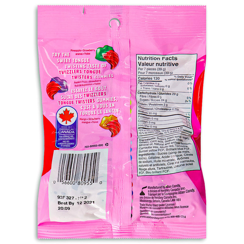 Twizzlers Gummies Sweet Tongue Twisters 182g Back Ingredients Nutrition Facts, Twizzlers Gummies Sweet Tongue Twisters, Flavor-Packed Carnival, Fruity Delights, Sweet Cravings, Luscious Strawberry, Zingy Orange, Tongue-Twisting Adventure, Share the Fun, Sweet Symphony, Snack Delight, twizzler, twizzlers, twizzlers licorice, twizzler licorice, twizzlers candy, twizzler candy