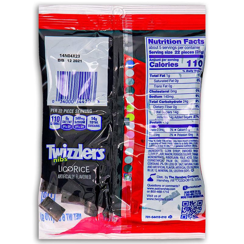 Twizzlers Nibs Black Licorice Candy 6oz Back Ingredients Nutrition Facts, Twizzlers Nibs Black Licorice, Bite-Sized Licorice, Licorice Magic, Bold Flavor, Endless Fun, Tiny Wands of Enchantment, Aromatic Licorice, Licorice Goodness, Chewy Delight, Candy Magic, twizzler, twizzlers, twizzlers licorice, twizzler licorice, twizzlers candy, twizzler candy