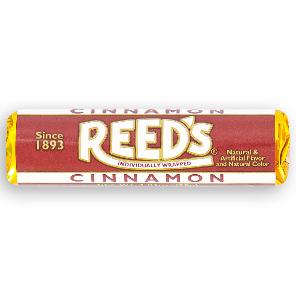 Reed's Cinnamon Candy Rolls Front, reeds candy, reeds candy rolls, cinnamon candy, retro candy, nostalgic candy, nostalgia candy