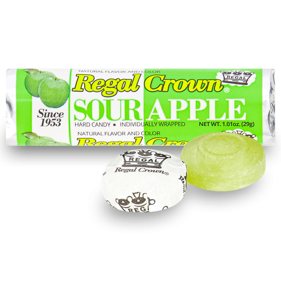 Regal Crown Sour Apple Candy Rolls Opened - Sour Candies from the 60s